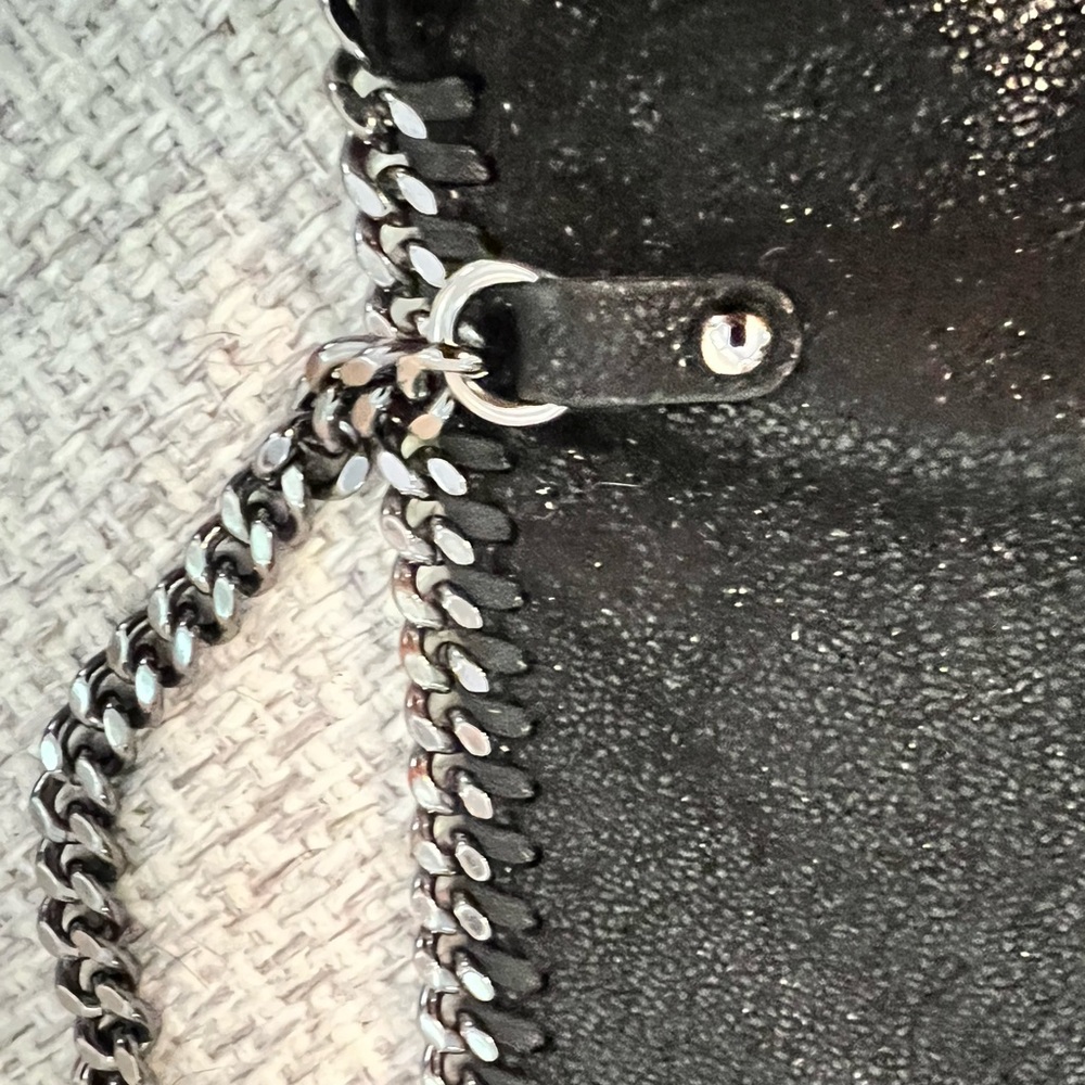 Stella McCartney Shimmery Black Shaggy Deer Studded Falabella Crossbody/Dust Bag - Picture 8 of 12